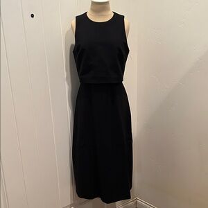 Spanx Black Ponte Fitted Midi Sleeveless Dress